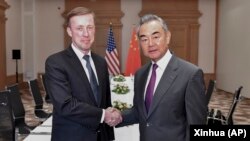 资料照：美国白宫国家安全顾问沙利文与中国外长王毅在马耳他举行会晤。（2023年9月16日，Lian Yi/Xinhua via AP)
