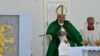 Pope Francis leads a Mass during a pastoral visit on the occasion of the 50th Social Week of Italian Catholics, on July 7, 2024, at Piazza dell'Unita in Trieste. 