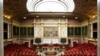 A general view shows empty seats at France's National Assembly in Paris on July 8, 2024, a day after the second round of France's legislative election. 
