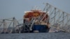 A view of the Dali cargo vessel that crashed into the Francis Scott Key Bridge, causing it to collapse, in Baltimore on March 26, 2024.