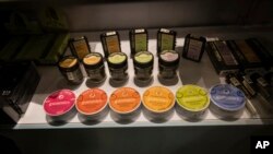 Cannabis gummies are displayed in a cabinet at the Housing Works Cannabis Co., New York's first legal cannabis dispensary, Dec. 29, 2022.