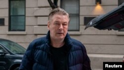 Actor Alec Baldwin leaves his home in New York, Jan. 31, 2023.