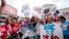 Anti-abortion activists celebrate outside the Supreme Court after its decision to overturn its 1973 abortion ruling known as Roe v. Wade.