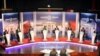 Kenyan presidential candidates, from left: James Ole Kiyiapi, Musalia Mudavadi, Paul Muite, Martha Karua, Raila Odinga, Mohammed Abdula Dida, Uhuru Kenyatta and Peter Kenneth, during second televised debate in Nairobi, Feb. 25, 2013.