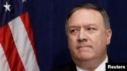 Le secrétaire d'État américain Mike Pompeo, lors d'une conférence de presse à la suite d'une rencontre avec l'envoyé de la Corée du Nord, Kim Yong Chol, à New York, le 31 mai 2018.