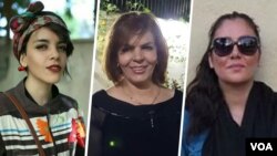 از راست: مژگان کشاورز، منیره عربشاهی و دختر او یاسمن آریانی