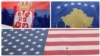 US, Serbia and Kosovo flag