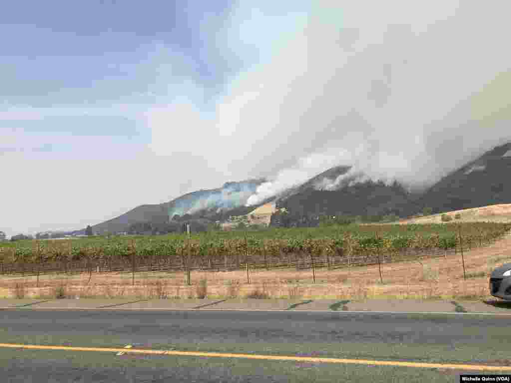 Fires continued to burn, Oct. 11, 2017, in Sonoma County, Calif., as authorities evacuated more people. 