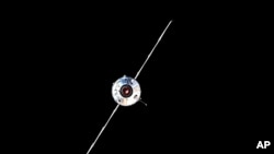 In this photo taken by Russian cosmonaut Oleg Novitsky and provided by Roscosmos Space Agency Press Service, the Nauka module is seen prior to docking with the International Space Station on July 29, 2021.