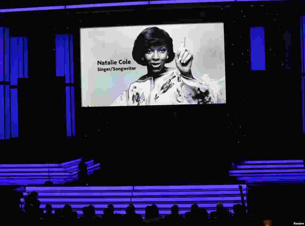 Singer Natalie Cole is memorialized at the 47th NAACP Image Awards in Pasadena, California, Feb. 5, 2016. Grammy-winning singer Cole, whose biggest hit came in a virtual duet with her late father, pop legend Nat King Cole, of his decades-old hit &quot;Unforgettable,&quot; died at the age of 65 on Dec. 31, 2015, her family said. 