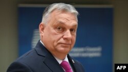 匈牙利总理欧尔班 (Viktor Orban)抵达布鲁塞尔出席欧洲理事会圆桌会议。 （2023年12月14日）