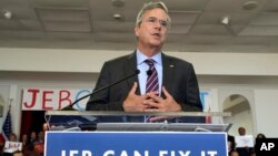 Republican presidential candidate, former Florida Gov. Jeb Bush, gestures as he speaks to supporters during a rally Nov. 2, 2015, in Tampa, Florida.