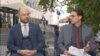 USA, New York, Djordje Radulovic Montenegrin foreign minister and Milan Nesic VOA Serbian journalist