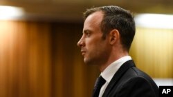 Oscar Pistorius devant la barre, à la Haute cour de Prétoria, Afrique du Sud, 8 décembre 2015.