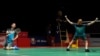 Kevin Sanjaya Sukamuljo (kiri) dan Marcus Fernaldi Gideon (kanan) meluapkan kegembiraan setelah memenangkan laga final ganda putra melawan Ong Yew Sin dan Teo Ee Yi dari Malaysia pada turnamen Malaysia Masters, di Kuala Lumpur, 20 Januari 2019. (Foto: AFP)