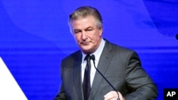 FILE - Alec Baldwin hosts the Robert F. Kennedy Human Rights Thread of Hope Awards at the New York Hilton Midtown in New York on Dec. 9, 2021.