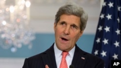 Menteri Luar Negeri AS John Kerry di Departemen Luar Negeri di Washington.