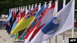 太平洋岛国论坛成员国的国旗。（法新社资料图）