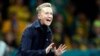 FILE - Canada's head coach Bev Priestman gestures during the Women's World Cup Group B soccer match between Australia and Canada in Melbourne, Australia, July 31, 2023. 
