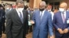 A gauche, le ministre de l’administration territoriale Paul Atanga Nji à la sortie de la concertation avec les gouverneurs de régions dur la situation sécuritaire du Cameroun, le 15 juin 2021 (VOA/Emmanuel Jules Ntap) 