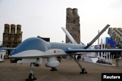 广东珠海中国国际航空航天博览会上展出的CH-4无人机。（2021年9月29日）