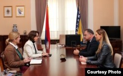 Sastanak Mladena Ivanića i američke ambasadorice Maureen Cormack u Predsjedništvu BiH, 31. januar 2018. godine.