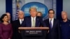 Le président Donald Trump s'exprime lors d'un point de presse avec le groupe de travail sur les coronavirus, à la Maison Blanche, le mardi 17 mars 2020, à Washington. (Photo AP / Evan Vucci)
