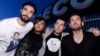 (From L to R) Members of the British electro-pop band Bastille, Kyle Simmons, Chris 'Woody' Wood, Dan Smith and Will Farquarson, pose for pictures at Capitol Studios in Los Angeles, December 5, 2013.
