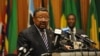 Commissioner Jean Ping addresses participants of the opening session of the African Union Peace and Security Council meeting in Addis Ababa July 14,2012. 