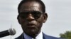 Le président Obiang Nguema lors de son arrivée à l'aéroport de Viru Viru, en Guinée équatoriale, le 22 novembre 2017.