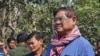 FILE PHOTO- Interior Minister Sar Kheng oversees the rescue operation after a building collapsed in Kep province, Cambodia, January 4, 2020. (Sun Narin/VOA Khmer) 