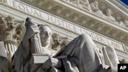 Detail of the West Facade of the U.S. Supreme Court, Washington, March 7, 2011.