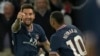 Lionel Messi, hagu, yana murnar zura kwallonsa ta farko tare da Neymar, dama (Hoto: AP)