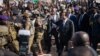 President Paul Biya (C) greets supporters during an electoral meeting at the stadium in Maroua during his visit in the Far North Region of Cameroon, Sept. 29, 2018.