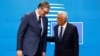 Predsednik Srbije Aleksandar Vučić i predsednik Evropskog saveta Antonio Košta u Briselu, 3. decembar 2024. (Simon Wohlfahrt/Pool/ REUTERS)