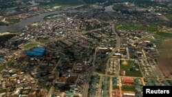 FILE - An aerial view of the oil hub city Port Harcourt in Nigeria's Delta region. 