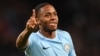 Raheem Sterling célèbre son but contre le Napoli à l'Etihad stadium, Angleterre, le 17 octobre 2017