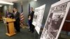 Raymond Duda, FBI Special Agent in Seattle, speaks during a news conference, Feb. 26, 2020, about charges against a group of alleged members of the neo-Nazi group Atomwaffen Division for cyber-stalking and mailing threatening communications.